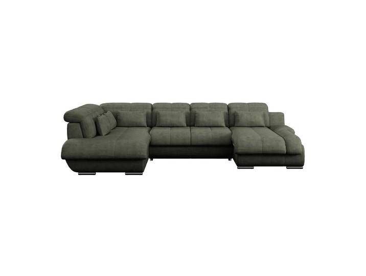 MID.YOU WOHNLANDSCHAFT, Dunkelgrün, 7-Sitzer, U-Form, 345x228 cm, Stoffauswahl, seitenverkehrt erhältlich, Hocker Rücken echt, Wohnzimmer, Sofas & von MID.YOU