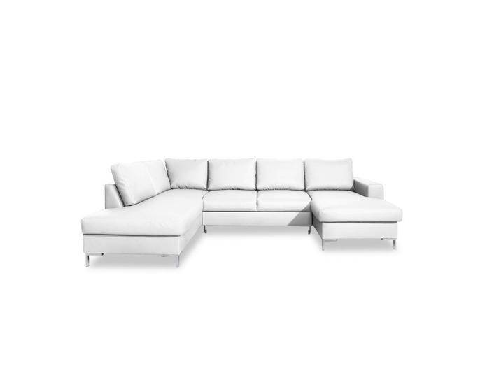 MID.YOU WOHNLANDSCHAFT, Weiß, Leder, Lederlook, Uni, 8-Sitzer, Füllung: Schaumstoffflocken, U-Form, 303x197 cm, Made in EU, OEKO-TEX® STANDARD 100, von MID.YOU
