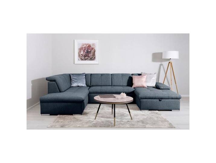 MID.YOU WOHNLANDSCHAFT Ramzes, Dunkelblau, 6-Sitzer, U-Form, 328x215 cm, Made in EU, seitenverkehrt erhältlich, Rücken echt, Wohnzimmer, Sofas & von MID.YOU