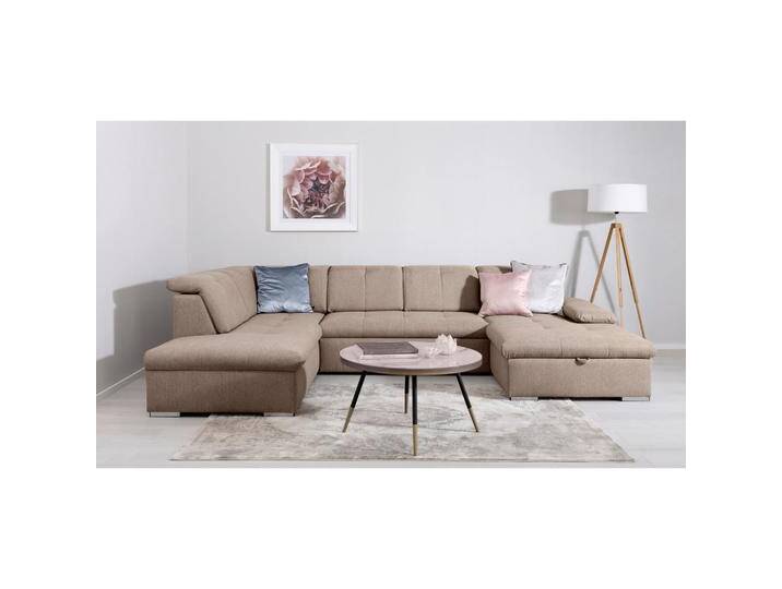 MID.YOU WOHNLANDSCHAFT Ramzes, Hellbraun, 6-Sitzer, U-Form, 328x215 cm, Made in EU, seitenverkehrt erhältlich, Rücken echt, Wohnzimmer, Sofas & von MID.YOU