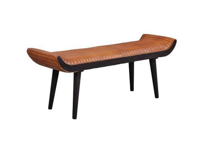 Sitzbank ca. 128x51x38 cm Leder/Mangoholz von MID.YOU