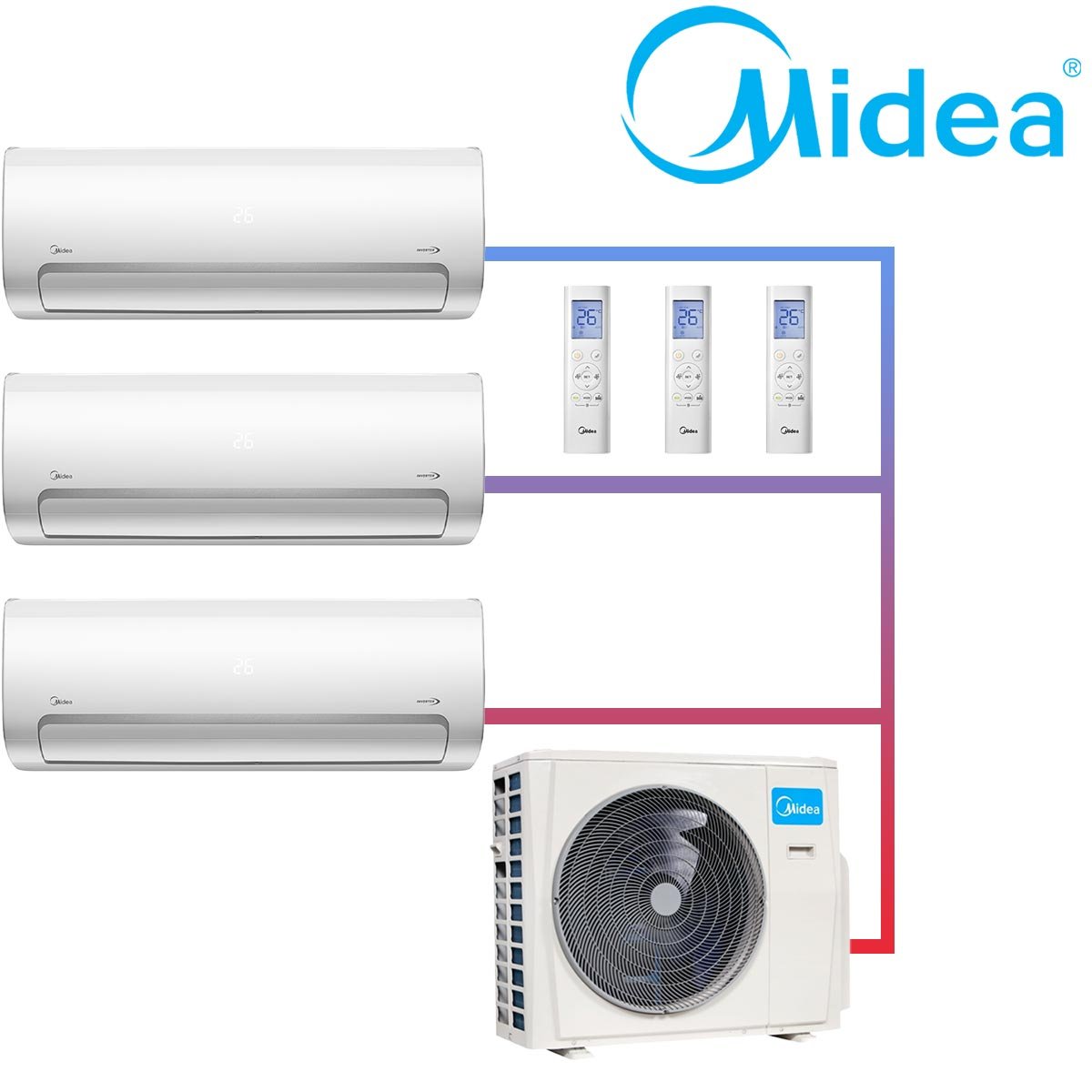 Midea All Easy Pro 12 Klimaanlage mit 3 Wandgeräten 3,5 kW und... von MIDEA