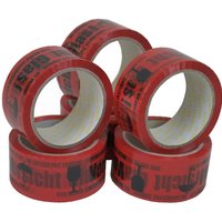 6 Rollen Packband Klebeband Vorsicht Glas Rot Paketband 48 mm x 66 m - Rot von MIDORI