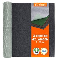 Midori - Rasenteppich 133 x 625 cm Schwarz Kunstrasen-Teppich mit Noppen Balkon Terrasse Outdoor wasserdurchlässig von MIDORI