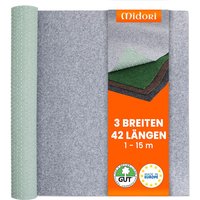 Midori - Rasenteppich 200 x 925 cm Grau Kunstrasen-Teppich mit Noppen Balkon Terrasse Outdoor wasserdurchlässig von MIDORI