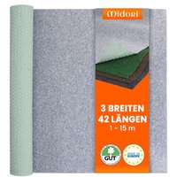 Rasenteppich 200 x 400 cm Grau Kunstrasen-Teppich mit Noppen Balkon Terrasse Outdoor wasserdurchlässig von MIDORI