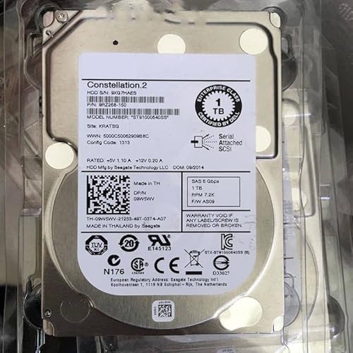 MIDTY HDD für 1 TB 2,5 Zoll SAS 6 Gb/S 64 MB 7200 U/min für interne HDD für Server HDD für 09W5WV 9W5WV ST91000640SS von MIDTY