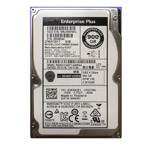 MIDTY HDD für EQ 900 GB 2,5 Zoll SAS 64 MB 10K für interne HDD für Server HDD für W4K81 0W4K81 HUC109090CSS600 von MIDTY