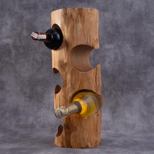 Mittelgroßes rustikales Weinregal aus Holz - Einzigartiges Weinflaschenregal aus Naturholz - Freistehendes Weinregal für Boden oder Arbeitsplatte - Dekorative Weinregale Arbeitsplatte für Zuhause oder von MIDUSO
