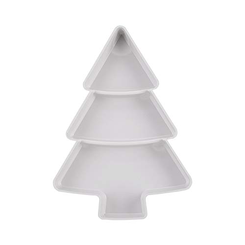 MIEDEON Snack Teller Kreative Obstteller Weihnachtsbaum Obstschüssel Niedlich Snackschale für Schokolade Nüsse Bonbons Servierplatte (Weiss,10.2X7.2In) von MIEDEON