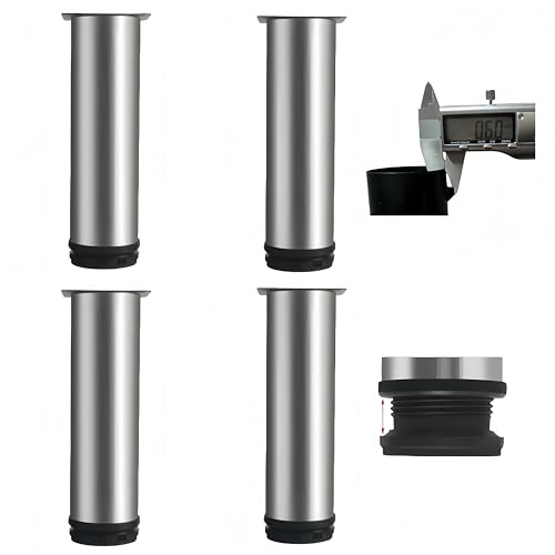 MIEGUIWOR 4 Stück Möbelfüße Verstellbar, Höhenverstellbare Füße (0-15mm) - Rostfreier Edelstahl (0.6mm) - ABS-Einsteller Schont Böden - für Schränke, Tische, Küche, Bad, DIY (silbrig,30cm) von MIEGUIWOR