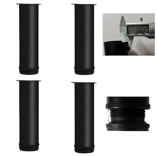 MIEGUIWOR 4 Stück Möbelfüße Verstellbar, Höhenverstellbare Füße(0-15mm) - Rostfreier Edelstahl (0,6mm) - ABS-Einsteller Schont Böden - für Schränke, Tische, Küche, Bad, DIY (Schwarz,8cm) von MIEGUIWOR