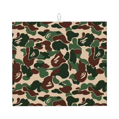 Aniaml Camouflage Grün Print Trocknung Küchenmatte Trocknung Pad Tischplatte Geschirr Rack Pad Ultra Saugfähig 45 x 40 cm von MIEKGPS