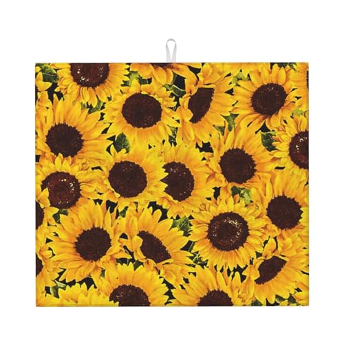 Gelbe Sonnenblumen Druck Trocknermatten für die Küche Trockenfutter Tischset Tischständer sehr saugstark 45 x 40 cm von MIEKGPS