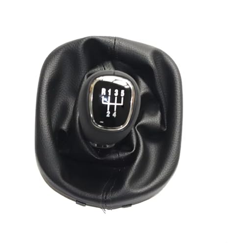 schaltknopf FÜR VW FÜR Touran FÜR Caddy MK2 2004-2009 5/6 Geschwindigkeit Chrom & PU Leder Auto Shift Schaltknauf shift knob(5 speed) von MIENAOC