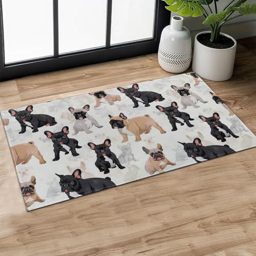 MIEPOS Fußmatte für den Innenbereich, Motiv: Französische Bulldogge, niedlich, hellbraun und schwarz, 74,9 x 43,2 cm, rutschfeste Gummi-Unterseite, Bodenmatten, Eingangsteppich, für Wohnzimmer, Büro MIEPOS Fußmatte für den Innenbereich, Motiv: Französische Bulldogge, niedlich, hellbraun und schwarz, 74,9 x 43,2 cm, rutschfeste Gummi-Unterseite, Bodenmatten, Eingangsteppich, für Wohnzimmer, Büro von MIEPOS