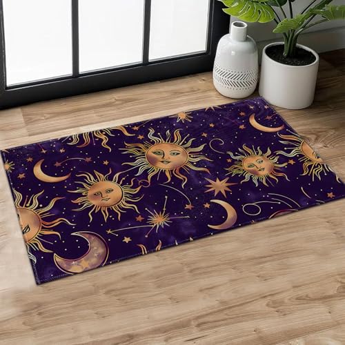 MIEPOS Fußmatte für den Innenbereich, Sonne und Mond, goldene und violette Sternennacht, 74,9 x 43,2 cm, rutschfeste Gummi-Unterseite, Fußmatten, Eingangsteppich, für Wohnzimmer, Büro, Wohnmobil MIEPOS Fußmatte für den Innenbereich, Sonne und Mond, goldene und violette Sternennacht, 74,9 x 43,2 cm, rutschfeste Gummi-Unterseite, Fußmatten, Eingangsteppich, für Wohnzimmer, Büro, Wohnmobil von MIEPOS
