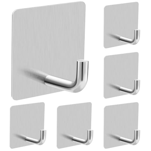 MIEWAA Klebehaken ohne Bohren 6er Set Handtuchhaken Badezimmer Edelstahl Wandhaken Haken Selbstklebend Höchstbelastbar bis 10KG Wasserdicht Rostfrei für Bad Küche Handtuchhalter Silber MIEWAA Klebehaken ohne Bohren 6er Set Handtuchhaken Badezimmer Edelstahl Wandhaken Haken Selbstklebend Höchstbelastbar bis 10KG Wasserdicht Rostfrei für Bad Küche Handtuchhalter Silber von MIEWAA