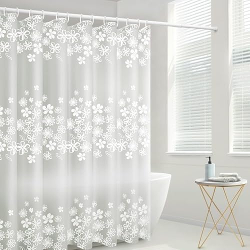 MIFENWOF Home Duschvorhänge, PEVA wasserdichter Duschvorhang, schimmelfest und leicht zu reinigen, 180 cm x 180 cm (durchscheinende Blumenranke) von MIFENWOF