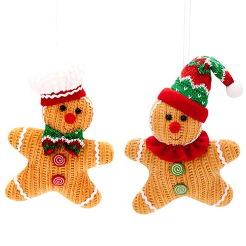 MIFKLMV Lebkuchenmann Hängende Ornamente, 2er Set Weihnachtsschmuck, Lebkuchenmann Christbaumschmuck, Lebkuchenmann Hängende Ornamente, Dekorative Hängende Ornamente, Weihnachtsschmuck von MIFKLMV