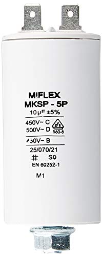 AnlaufKondensator MotorKondensator 10µF 450V 35x65mm Stecker M8 ; Miflex ; 10uF von MIFLEX