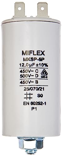 AnlaufKondensator MotorKondensator 12µF 450V 35x65mm Stecker M8 ; Miflex ; 12uF von MIFLEX