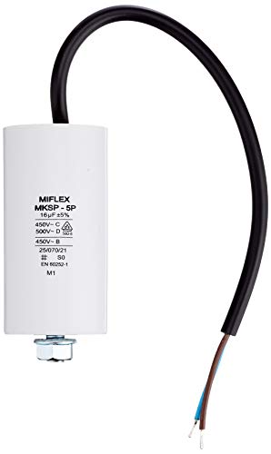 Anlaufkondensator Motorkondensator 16µF 450V 40x78mm Kabel 25cm Miflex 16uF von MIFLEX