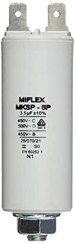 AnlaufKondensator MotorKondensator 3,5µF 450V 25x58mm Stecker N1 von MIFLEX
