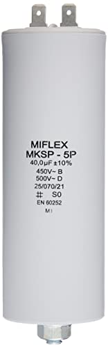 AnlaufKondensator MotorKondensator 40µF 450V 45x119mm Stecker M8 ; Miflex ; 40uF von MIFLEX