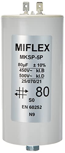 MIFLEX Motor Kondensator 80µF 450V 60x119mm Stecker M8 von MIFLEX