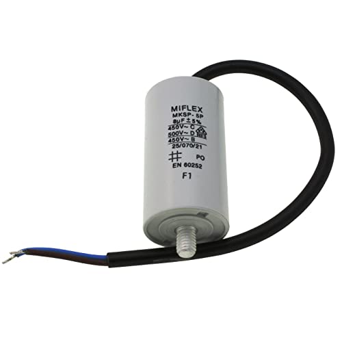 AnlaufKondensator MotorKondensator 8µF 450V 35x65mm Leitung M8 ; Miflex ; 8uF von MIFLEX