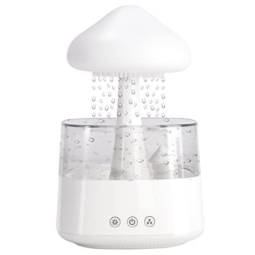 MIFXIN Raining Cloud Nachtlicht Aromatherapie ätherisches Öl Diffusor mit 7 Farben LED-Lichtern Mikro-Luftbefeuchter Schreibtisch Brunnen Nachttisch Entspannung Stimmung Wassertropfen Sound (weiß) von MIFXIN