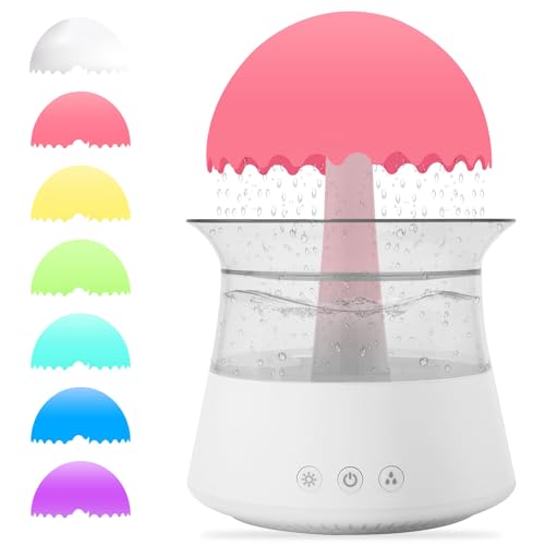 MIFXIN Regen Wolken luftbefeuchter, Regenschirm Rain Cloud Humidifier Diffusor für ätherisches Öl mit 7 Farben LED-Lichtern, Nano-Nebel-Diffusor und Luftbefeuchter für große Räume, Kinderzimmer (Weiß) von MIFXIN