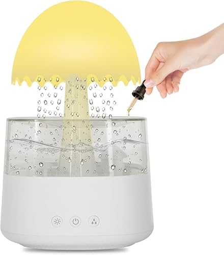 MIFXIN Wolkenregen-Luftbefeuchter, Regenschirm-Luftbefeuchter, buntes Licht, Regentropfen-Aroma-Diffusor, Luftbefeuchter mit 7 Farbwechseln, Nachtlichtern, Desktop-Brunnen, Wassertropfen-Sound für von MIFXIN