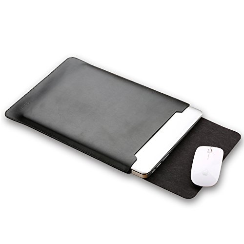 Schutzhülle für MacBook Pro Air mit Mauspad und Sleeve aus Leder Schwarz 39,12 cm von MIFXIN