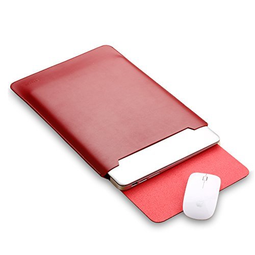 Schutzhülle für MacBook Pro Air mit Mauspad und Sleeve aus Leder rot 39,12 cm von MIFXIN