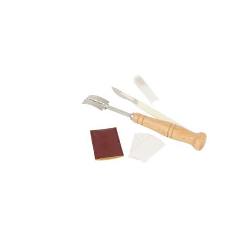 Bäckermesser- 1x Premium Brot Lahm in 19cm und gebogener Klinge, 5 Klingen und Klingenschutz aus Leder. Perfekt zum Ritzen von Teigrohlingen. 1 x Bäckermesser mit gerader Klinge und Klingenschutz von MIGASE