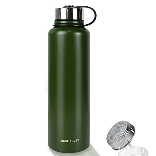 MIGHTYDUTY Edelstahl Thermosflasche 1.1L, 1.5L Thermoskanne, vakuumisolierte Wasserflasche Edelstahlflasche, 6-24 Stunden warm und kühlend, Grosse Kapazität Isolierflasche für Kaffee & Tee von MIGHTYDUTY