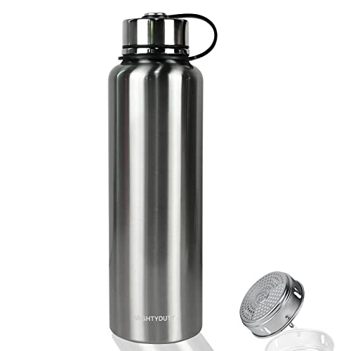 MIGHTYDUTY Edelstahl Thermosflasche 1.1L, 1.5L Thermoskanne, vakuumisolierte Wasserflasche Edelstahlflasche, 6-24 Stunden warm und kühlend, Grosse Kapazität Isolierflasche für Kaffee & Tee von MIGHTYDUTY