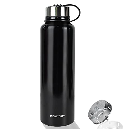 MIGHTYDUTY Edelstahl Thermosflasche 1.1L, 1.5L Thermoskanne, vakuumisolierte Wasserflasche Edelstahlflasche, 6-24 Stunden warm und kühlend, Grosse Kapazität Isolierflasche für Kaffee & Tee von MIGHTYDUTY