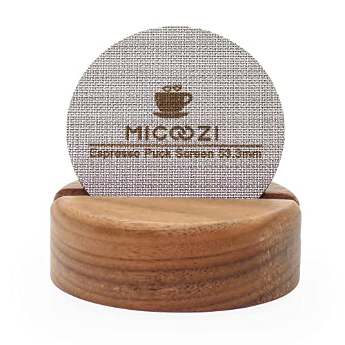 MIGOOZI 53,3 mm Puck Screen mit Ständer – Wiederverwendbarer 316L Edelstahl-Filtersieb, kompatibel mit Espressomaschine, 54 mm Siebträgerkorb, hält die Duschwand sauber (53,3 mm) von MIGOOZI