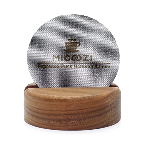 MIGOOZI 58,5 mm Puck Screen mit Ständer – Wiederverwendbarer 316L Edelstahl-Filtersieb, kompatibel mit Espressomaschine, 58 mm Siebträgerkorb, hält die Duschwand sauber (58,5 mm) von MIGOOZI