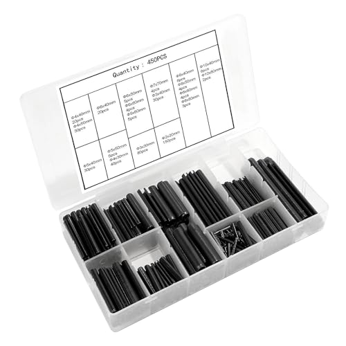 MIGUBIGU 450 Stück Hohl Federstifte Sicherungsring, 19 Größen Spannstift Sortiment M2 M3 M4 M5 M6 M7 M8 M10, Spannstift Hohlsplinte mit Aufbewahrungsbox, Zur Positionierung zwischen Teilen von MIGUBIGU