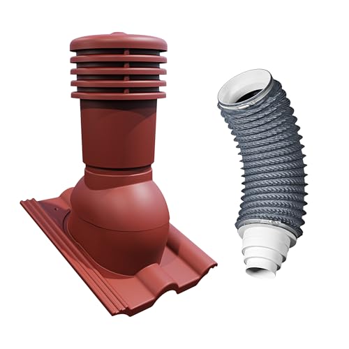Bandloo Set VENTOS X PLUS 150 mm + FLEXOS X PLUS 60 cm – Komplettset für Dachentlüftung – kompatibel mit Betondachziegeln – UV-beständig, flexibel, mit Reduzierung 80–150 mm (Kastanie RAL 3009) von MIHIMO design
