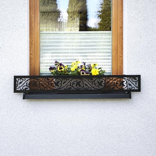 Blumenkastenhalterungen für Fensterbank Fensterkästen Fensterbank-Absturzsicherung Fenstergitter Blumenkästen Verschiedene Modelle und Größen für den Außenbereich (Flora, 115 (95 cm-113 cm)) von MIHIMO design