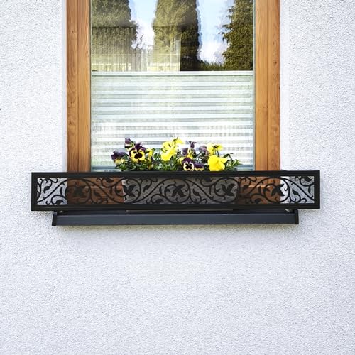 Blumenkastenhalterungen für Fensterbank Fensterkästen Fensterbank-Absturzsicherung Fenstergitter Blumenkästen Verschiedene Modelle und Größen für den Außenbereich (Flora, 96 (76 cm-94 cm)) von MIHIMO design