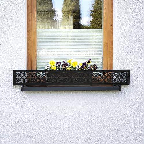 Blumenkastenhalterungen für Fensterbank Fensterkästen Fensterbank-Absturzsicherung Fenstergitter Blumenkästen Verschiedene Modelle und Größen für den Außenbereich (Ornament, 155 (133 cm-153 cm)) von MIHIMO design