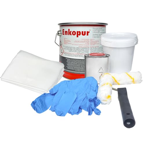 Enke Enkopur Mini-Starterkit Dachabdichtung Abdichtung Flüssigkunststoff Flüssigharz für Dachflächen Dachabdichtungsset Starterkit mit 9 Teilen von MIHIMO design