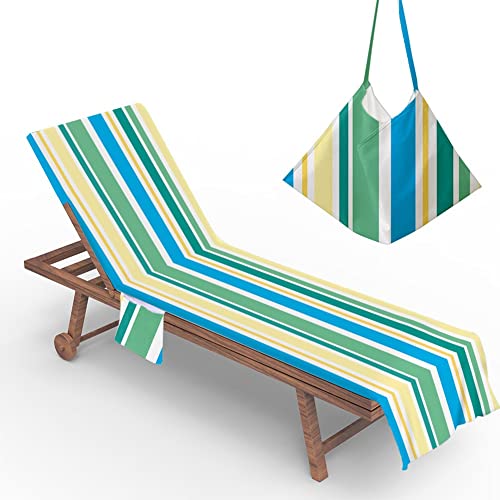MIHTRA 75 * 210CM Mikrofaser Schonbezug Für Gartenliege, Frottee Liegenauflage Garten Sonnenliege Handtuch Mit 2 Taschen Stuhl Strandtuch Für Schwimmbäder, Strände, Gartenhotels (Color : A) von MIHTRA