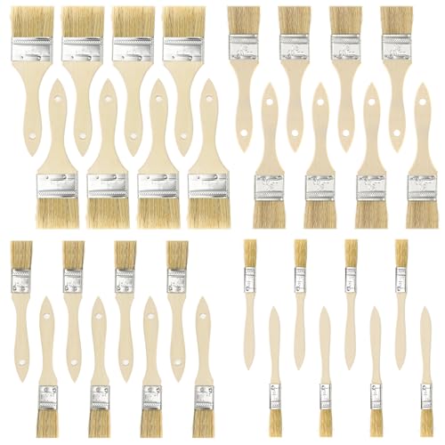 32 Stück Pinselset Malerbedarf Streichen, 2, 1.5, 1 und 0.5 Zoll Malerpinsel Set, Hölzerne Flachpinsel Set Professionelle Lackpinsel Für Lacke zum Malen von Wand, Decke, Möbel 32 Stück Pinselset Malerbedarf Streichen, 2, 1.5, 1 und 0.5 Zoll Malerpinsel Set, Hölzerne Flachpinsel Set Professionelle Lackpinsel Für Lacke zum Malen von Wand, Decke, Möbel von MIHURO